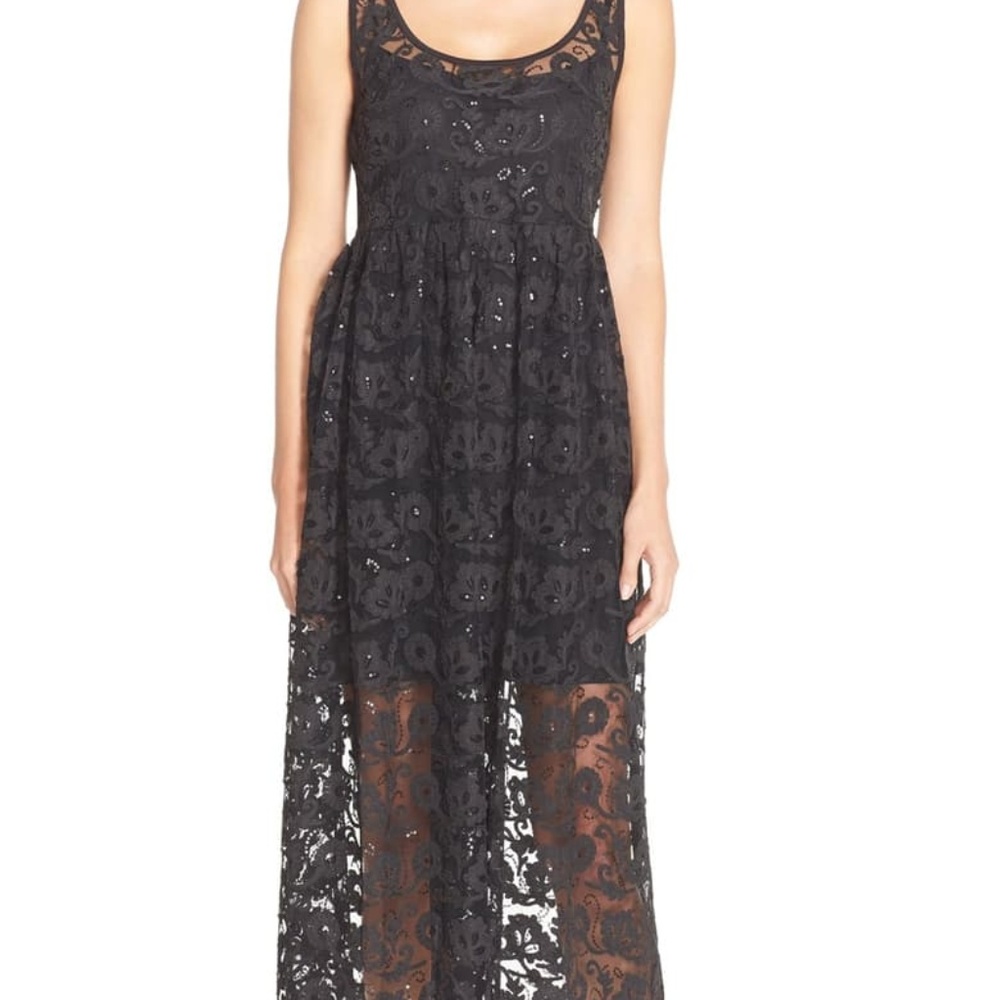 French Connection floral cloud sheer maxi dress